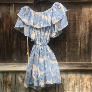 Blue and cream floral dress